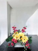 Kompozycja Sztuczna na Grób Pomnik Cmentarz Stroik Ikeban Betonowa doniczka