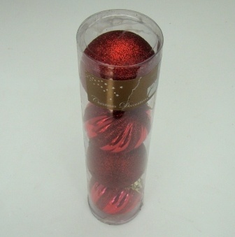 Tuba z Bombkami 60 mm. 4 szt. Srebro